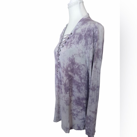 American Eagle Soft & Sexy Lace Up Tie Dye Tunic Top Purple L - Picture 2 of 5